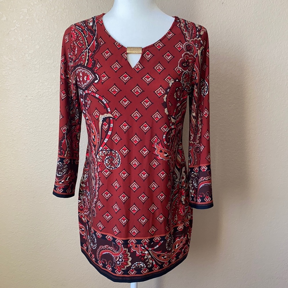 Dark Orange & Black Blouse Size S